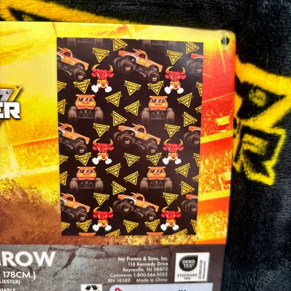Monster Jam Plush Throw Blanket 50x70 El Toro Loco Grave Digger Black Fleece NEW